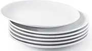 Vyndicca 6PCS Ceramic Appetizer Plates, 8 Inch White Ceramic Plate, Round Porcelain Serving Plates, Microwave Dishwasher Safe, Porcelain Salad Plate Small Dinner Plates for Appetizers Dessert Salad