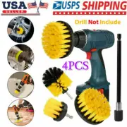 New 4 PC Drill Brush Drill Attach Kit Bristle Scrub Clean Car Home Tire Fenders
