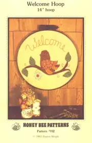 Welcome Hoop Applique 14" Hoop Country Bird Pattern Honey Bee Patterns H2