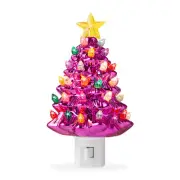 Ceramic Pink Christmas Tree Plug-in Decorative Night Light