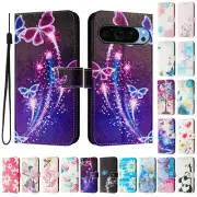 For Google Pixel 9 Pro XL 8 7 6 Pro 9A 8A 7A Patterned Leather Wallet Case Cover