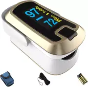 Mibest OLED Finger Pulse Oximeter, O2 Meter, Blood Oxygen Monitor White/Gold