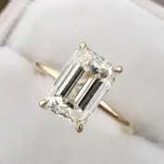 Emerald Cut 4.50 Ct White Diamond Engagement Jewelry Ring 14K Yellow Gold FN