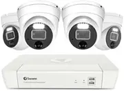 Swann 4 Camera 8 Channel 4K Master-Series NVR Security System, 1TB HDD, 4 Dome Cameras,Night Vision,Smart Alerts,IP66 Weatherproof,Surveillance Solution for Home & Business-SWNVK-87680W4DWL