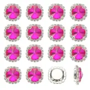 16Pcs Rhinestone Buttons, Flatback Sew on Rhinestones, Rose Red