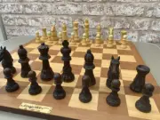 Ornate Staunton Berkeley Chess Set with 4.25 inch King - Cream and Brown (UK)