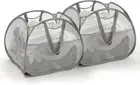 Collapsible Mesh Pop up Laundry Hamper with Strong Handles, Large Opening Clothe