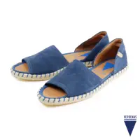 在飛比找momo購物網優惠-【VERBENAS】麂皮休閒魚口草編涼鞋 藍色(030067
