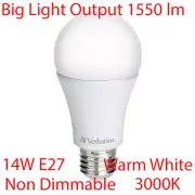 14W Non-Dimmable LED Light Globes Bulbs Lamp E27 Screw Warm White 3000K 1550 Lm