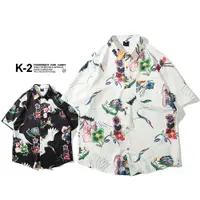 在飛比找蝦皮商城優惠-【K-2】手繪 仙鶴雕花 浮世繪 日式塗鴉 襯衫 短袖襯衫 