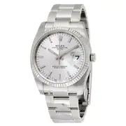 Original Rolex Oyster Perpetual Date 34 Silver Dial Stainless Steel Bracelet Automatic Men's Watch 115234SSO