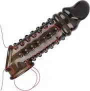 LYQLXL Black Threaded mace Condom Male Condom Adult Lock fine Ring Crystal Sleeve