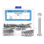 60Pcs M5-0.8 x 40mm Flat Hex Head Socket Cap Screws Bolts Nuts Kit