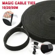 10 20 50M Hook&Loop Heavy Duty Strap Reusable Cable Ties Grip TV Tidy Organizer