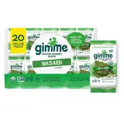 Gimme Seaweed Wasabi Snacks, 20 Count, Keto, Vegan, Gluten-Free, Healthy Treat (