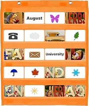 uxcell Magnetic Pocket Chart, Small Pocket Chart Mini Double Sided Classroom Pocket Chart Organizer Wall Hanging for Classroom Supplies, Orange
