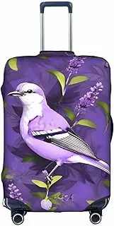 [pvinnk] Bird in Purple Lavender Floral Flowers Print Protective Luggage Cover Elastic Washable Suitcase Travel Gear Protector, White, Medium