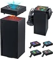 Mcbazel Cooling Fan for Xbox Series X Console,With Sensing Smart Mode Change Speed With Temperature,Colorful RGB Flowing Light,2 Holders for Controller Two USB2.0 ports for charging and Connecting Controllers