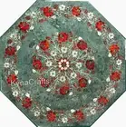 Carnelian Stone Inlay Work Coffee Table Top Green Marble Center Table for Hotel
