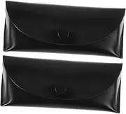 [BESPORTBLE] 2pcs Soft Sunglasses Case: Portable Eyeglass Pouch Slim Pu Glasses Storage Organizer Protective Eyewear Bag for Men Women Travel Outdoor Black