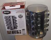 Parini Rotating 16 Jar Carousel Spice Rack, Stainless Steel & Glass