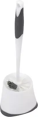 Under-Rim Toilet Bowl Brush with Corner Storage Caddy, 16" X 5" X 5.5"