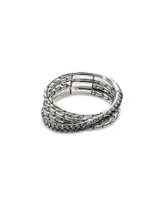 John Hardy Sterling Silver Jh Essentials Black Sapphire Pave Crossover Statement Ring