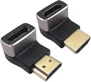 WISYIFIL 8K HDMI Coupler 90 and 270 Degree Adapter 2-Pack, Right Angle HDMI 2.1 Male to Female L Gold Plated Vertical Adapter Connector 8K@60Hz，4K@120Hz，3D Supported for HDTV, PS5, Laptop