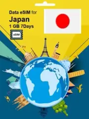 JAPAN Travel SIM Card DATA eSIM 1GB 7Days Data Only QR Code 1 Day Delivery