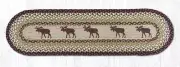 Braided Jute Hand Stenciled Oval Table Runner. Earth Rugs. MOOSE. 13" X 48"