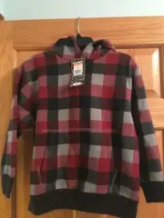 NWT $37 UNIONBAY BOYS 7 Grey Red Black SWEATSHIRT Two Pocket HOODIE Jacket