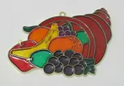 CORNUCOPIA SUNCATCHER (THANKSGIVING APPLE GRAPES BANANA HARVEST SUNCATCHERS)