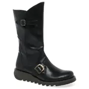 Fly London Mes 2 Womens Leather Calf Boots Black Rug 6 Uk/39 Eu