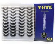 VGTE 6D False Eyelashes Handmade Faux Mink Lashes Professional Fake Eyelashes 4 Styles 20 Pairs Wispy Natural Reusable Eyes Lashes (6DWS16)