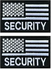 Antrix 2 Pack Rectangular Flag/Security Embroidered Patches - 3.15" x 2" (8cm x 5cm), Black, Nylon/Polyester, Hook & Loop Backing