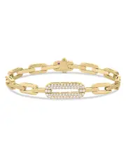 Roberto Coin 18K Yellow Gold Navarra Diamond Pave Open Chain Link Bracelet