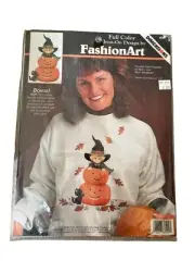 Vintage 1996 Dimensions Fashion Art Halloween Pumpkin Patch Playtime Iron On NOS