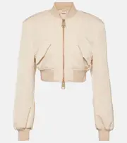 [Khaite] Khaite Reggie cropped satin bomber jacket AU 8 white