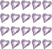 sourcing map 20 Pcs 3D Heart Purple Nail Rhinestones 12x13mm K9 Glass Crystal Rhinestones Pointed Back Crooked Heart Gems for Nail Charm Art DIY Craft