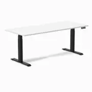Desky Dual White Scalloped Melamine Sit Stand Desk 1800x750mm Matte Black Frame Leg