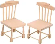 ibasenice 2pcs Miniature Doll House Furniture Set 1:12 Scale Mini Wood Chair for House Decor