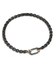 Walters Faith Men's Sterling Silver Diamond Clasp Saxon Chain Link Bracelet