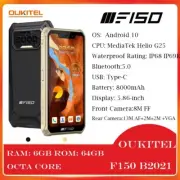 IP68 OUKITEL F150 B2021 6GB 64GB Rugged Phone 8000mAh 5.86'' Helio G25 Octa Core