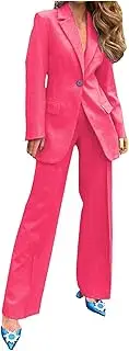 [PTOLOCIF] Women's Two Piece Outfits One Button Blazer Jacket and Wide Leg Pants Business Casual Suit Sets Work Office Suits