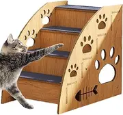 Pet Steps - Stylish Fabric Dog Stairs, Elegant Wooden Pet Stairs | Comfortable High Bed Pet Access Stairs, Elegant Non-Slip Wooden Dog Ramps for Large/Medium/Small Dogs & Cats, Pet Accessories