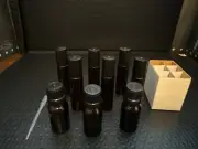 Set of 9 Amber bottles with roller - All bottles are 10 mL 1 dropper included