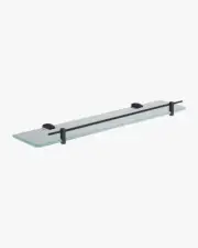 Glass Square Shelf Shower Storage Shelf Wall Mounted Holder Stand Black NEW