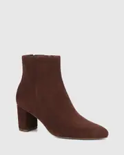 Kimberly Hickory Suede Leather Block Heel Ankle Boot