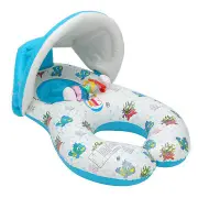 Inflatable Mother Baby Swimming Ring Swim Pool Water Seat Float With Canopy Sunshade