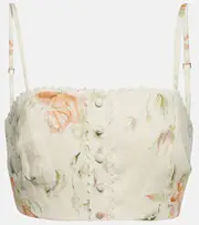 [LoveShackFancy] LoveShackFancy Emmalou linen bra top AU 16 beige